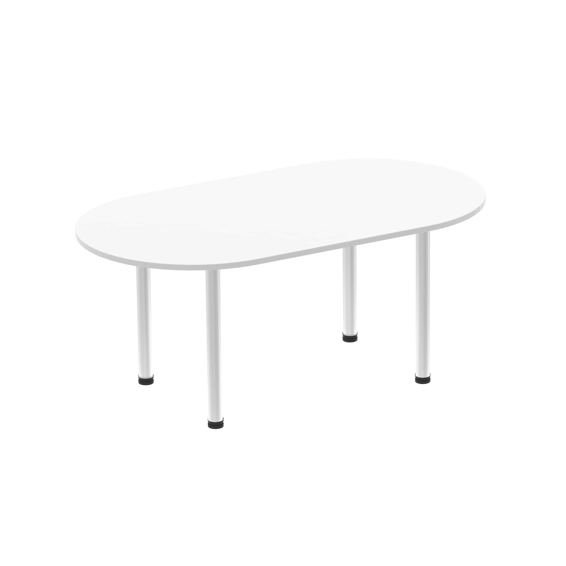 Dynamic Impulse 1800mm Boardroom Table White Top Silver Post Leg I000203 DD