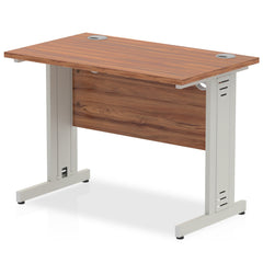 Impulse 1000 x 600mm Straight Desk Walnut Top Silver Cable Managed Leg MI001999 DD