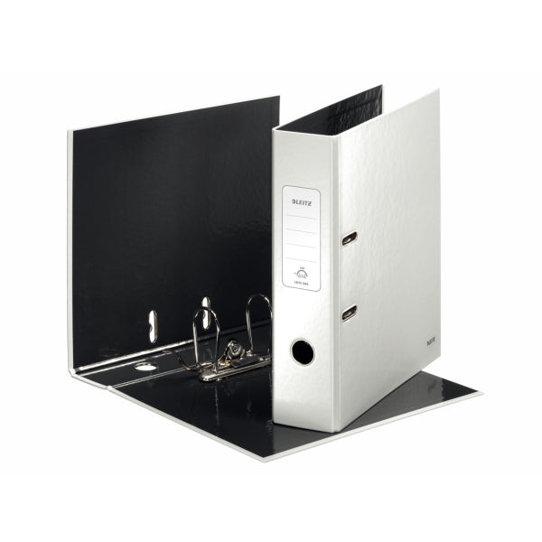 Leitz Wow Lever Arch File Laminated Paper on Board A4 80mm Spine Width Pearl White (Pack 10) 10050001