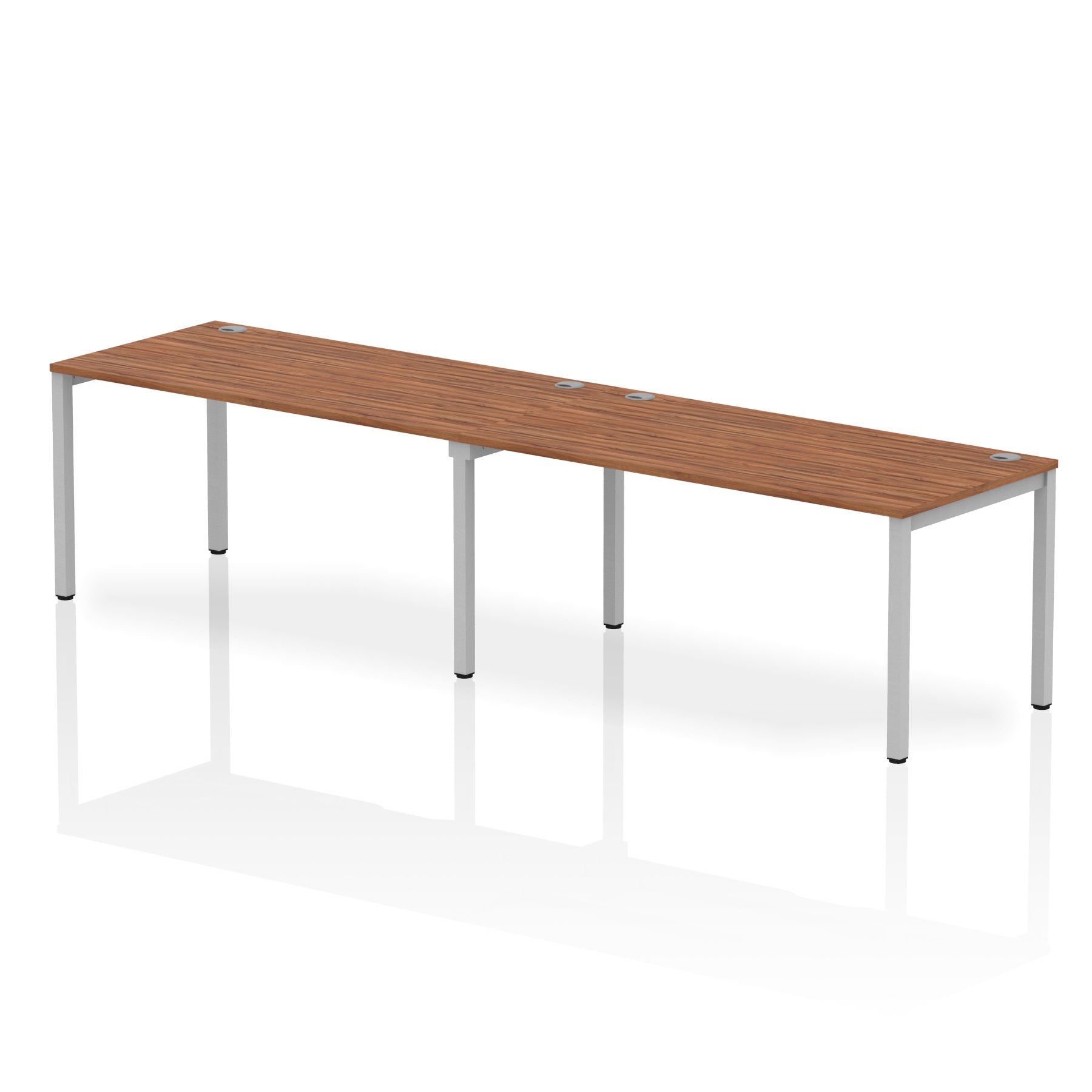 Impulse Single Row 2 Person Bench Desk W1600 x D800 x H730mm Walnut Finish Silver Frame - IB00308 DD