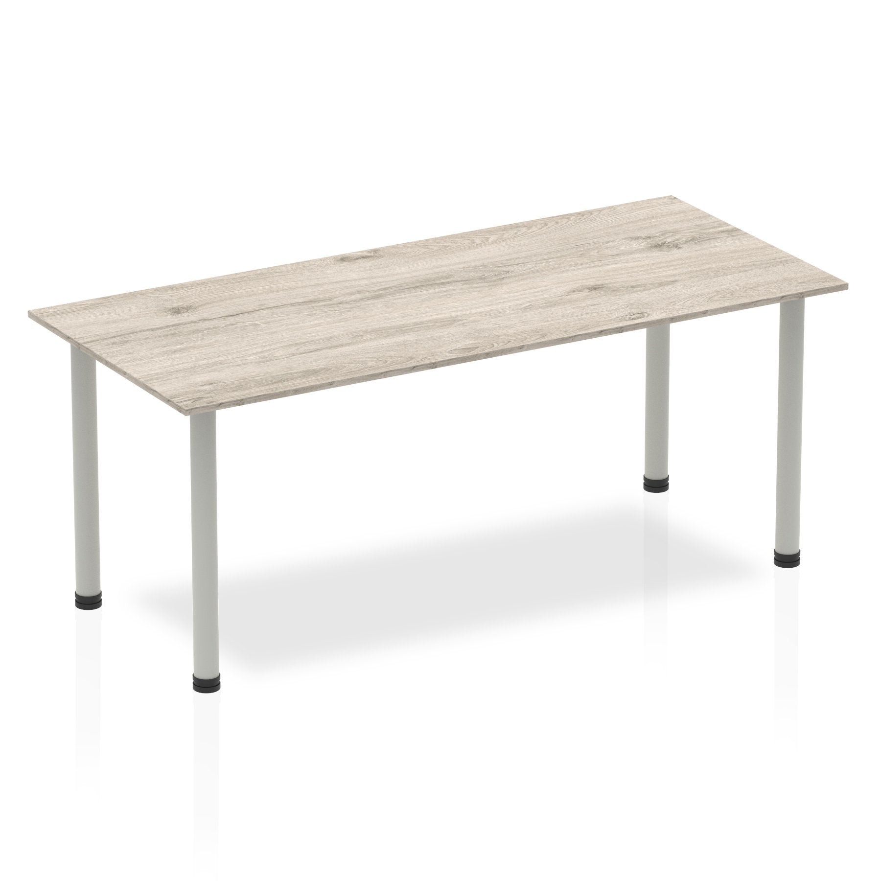 Impulse 1800mm Straight Table Grey Oak Top Silver Post Leg I003254 DD