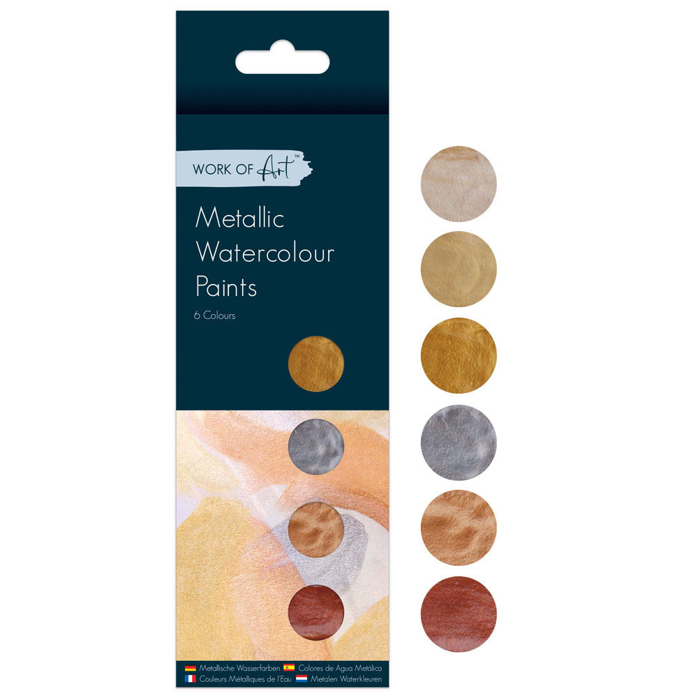 Tallon Assorted Metallic Water Colours set of vibrant, shimmering paints for artistic watercolor projects.