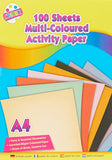 Assorted Tallon A4 activity craft paper in a 100-sheet pack, featuring various colors for creative arts and craft projects.