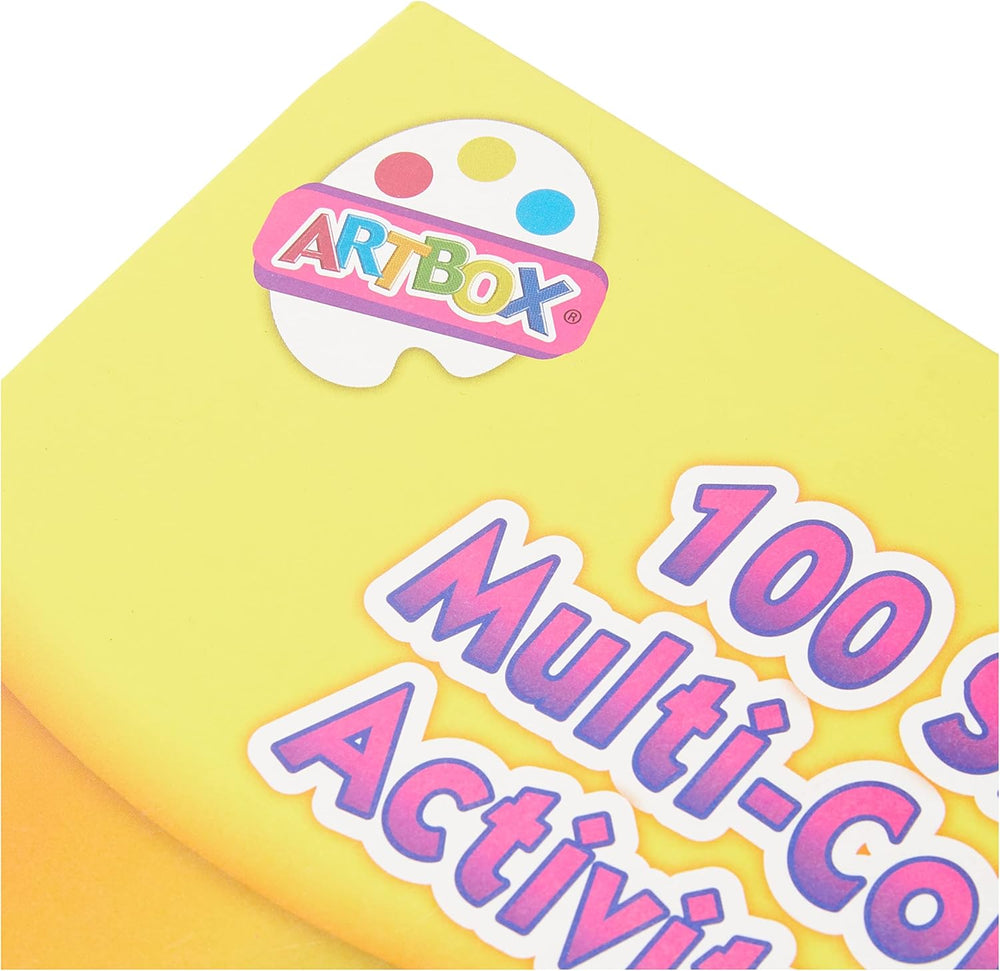 Assorted Tallon A4 activity paper sheets for crafts, 100 sheets in a pack, featuring various colors and textures for creative projects.