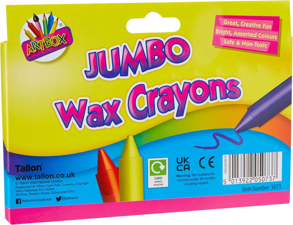 Tallon 12 Jumbo Wax Crayons set with vibrant, large-colored crayons ideal for kids and creative art projects.