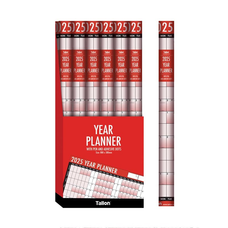 Tallon R&B Full Year Wall Calendar displayed on a wall, featuring colorful calendar pages and a sturdy hanging design.