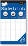 White Tallon 510 sticky labels, 19 x 12mm, shown on a sheet, versatile labels for organization and labeling needs.