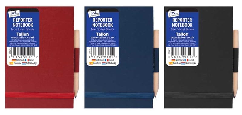 Tallon police style mini reporters notebook with pencil, compact notepad for note-taking and writing on the go.