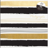 Tallon black and gold striped 6x4 photo album with memo slip, holds 200 photos, ideal for office or home photo storage.