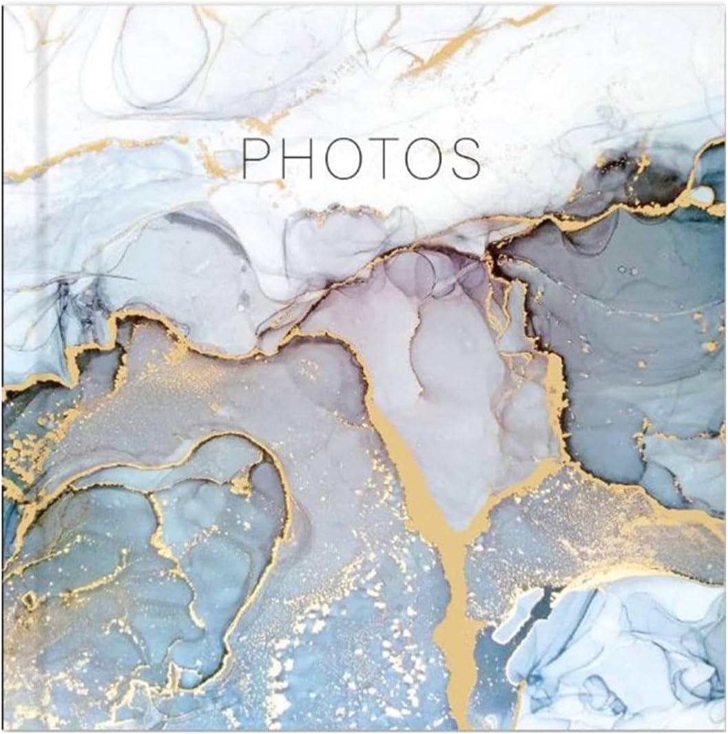 Tallon grey marble photo album with 200 pockets and 6x4 inch memo sections, designed for storing and displaying photographs.