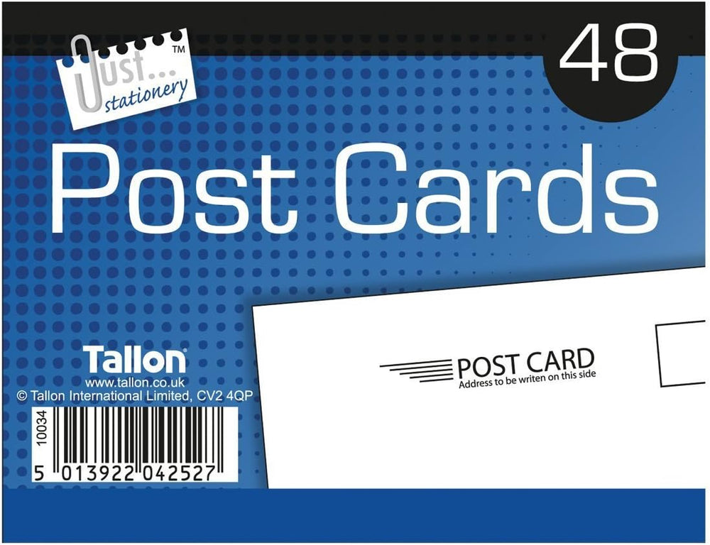 Set of 48 Tallon Just Stationery blank postcards, 140 x 100mm, featuring simple, clean design for personal or professional use.