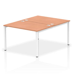 Impulse Back-to-Back 2 Person Bench Desk W1200 x D1600 x H730mm With Cable Ports Beech Finish White Frame - IB00106 DD