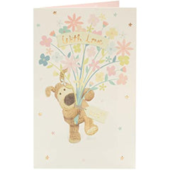 Boofle Holding Flowers Birthday Card