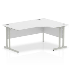 Impulse 1600mm Right Crescent Desk White Top Silver Cantilever Leg I000322 DD
