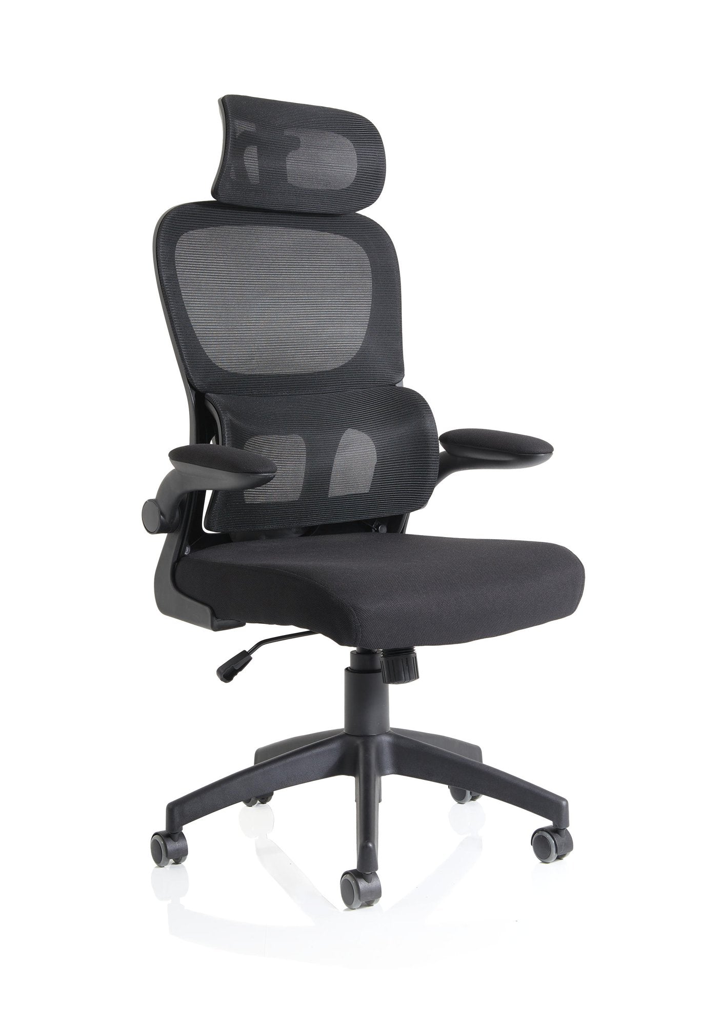 Iris Mesh Back Task Operator Office Chair Black Fabric Seat With Headrest - OP000321 DD