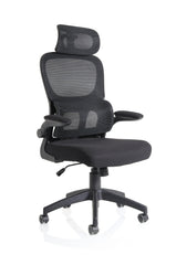 Iris Mesh Back Task Operator Office Chair Black Fabric Seat With Headrest - OP000321 DD