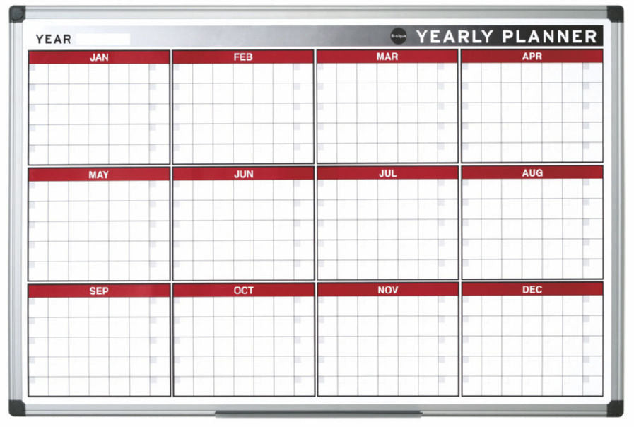 Bi-Office Annual Magnetic Whiteboard Planner Aluminium Frame 900x600mm - GA0375170 DD