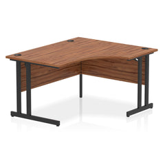 Dynamic Impulse W1400 x D800/1200 x H730mm Right Hand Crescent Desk With Cable Management Ports Cantilever Leg Walnut Finish Black Frame - MI003261 DD