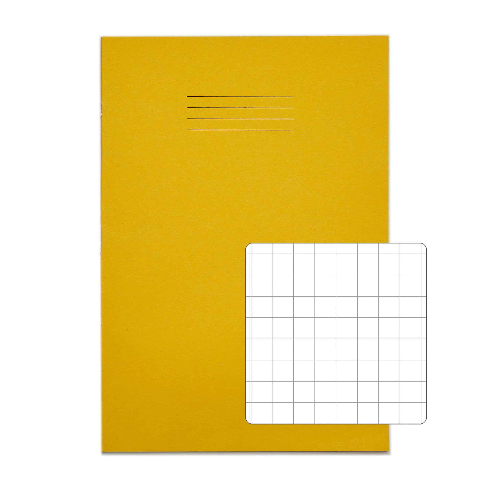 Rhino A4 Exercise Book 32 Page 10mm Squared Yellow (Pack 100) - VDU014-152-0 DD