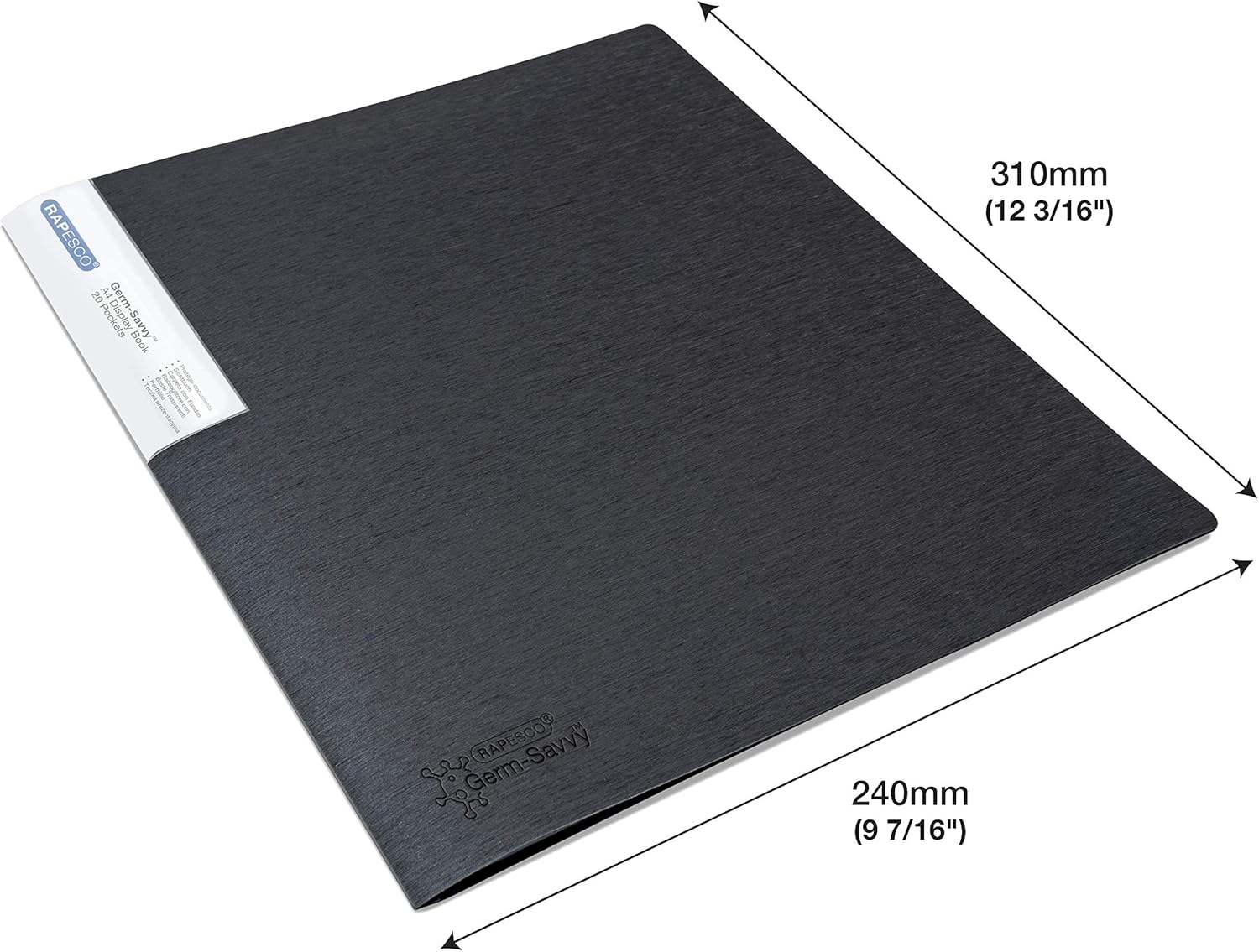 Rapesco Germ-Savvy™ Antibacterial A4 Flexible Slim Display Book 20 Pocket - Black (Pack 2)