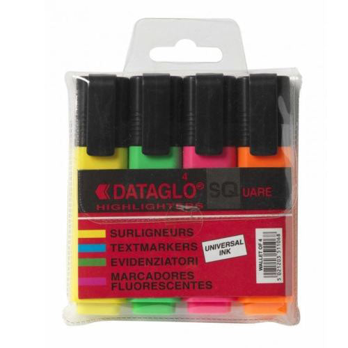 ValueX Flat Barrel Highlighter Pen Chisel Tip 1-5mm Line Assorted Colours (Pack 4) - 8440WT4