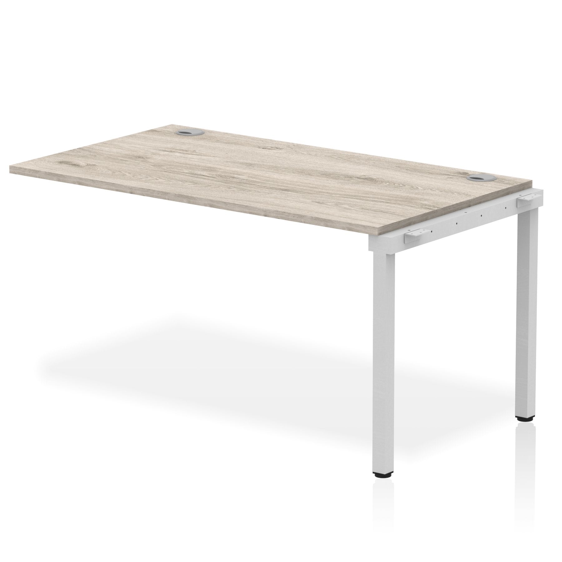 Impulse Single Row Bench Desk Extension Kit W1400 x D800 x H730mm Grey Oak Finish Silver Frame - IB00365 DD