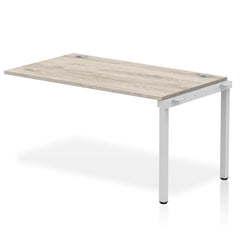 Impulse Single Row Bench Desk Extension Kit W1400 x D800 x H730mm Grey Oak Finish Silver Frame - IB00365 DD
