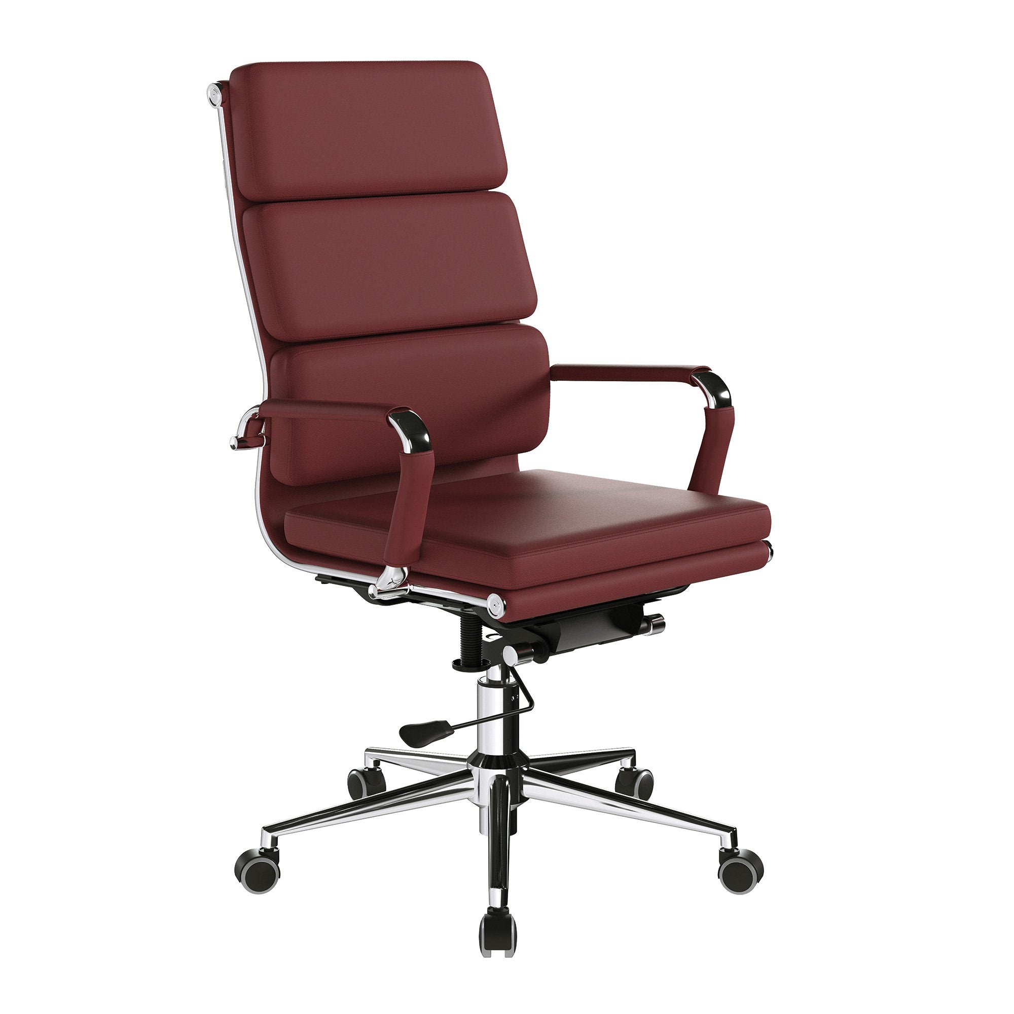 Nautilus Designs Avanti High Back Bonded Leather Executive Office Chair With Individual Back Cushions and Fixed Arms Red - BCL/6003/OX DD