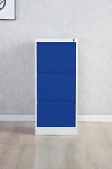 Phoenix FC Series 3 Drawer Filing Cabinet Grey Body Blue Drawers with Key Lock - FC1003GBK DD