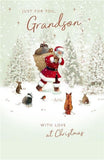 Grandson Christmas Card – Santa in the Snow with Foil Finish – Eco-Friendly