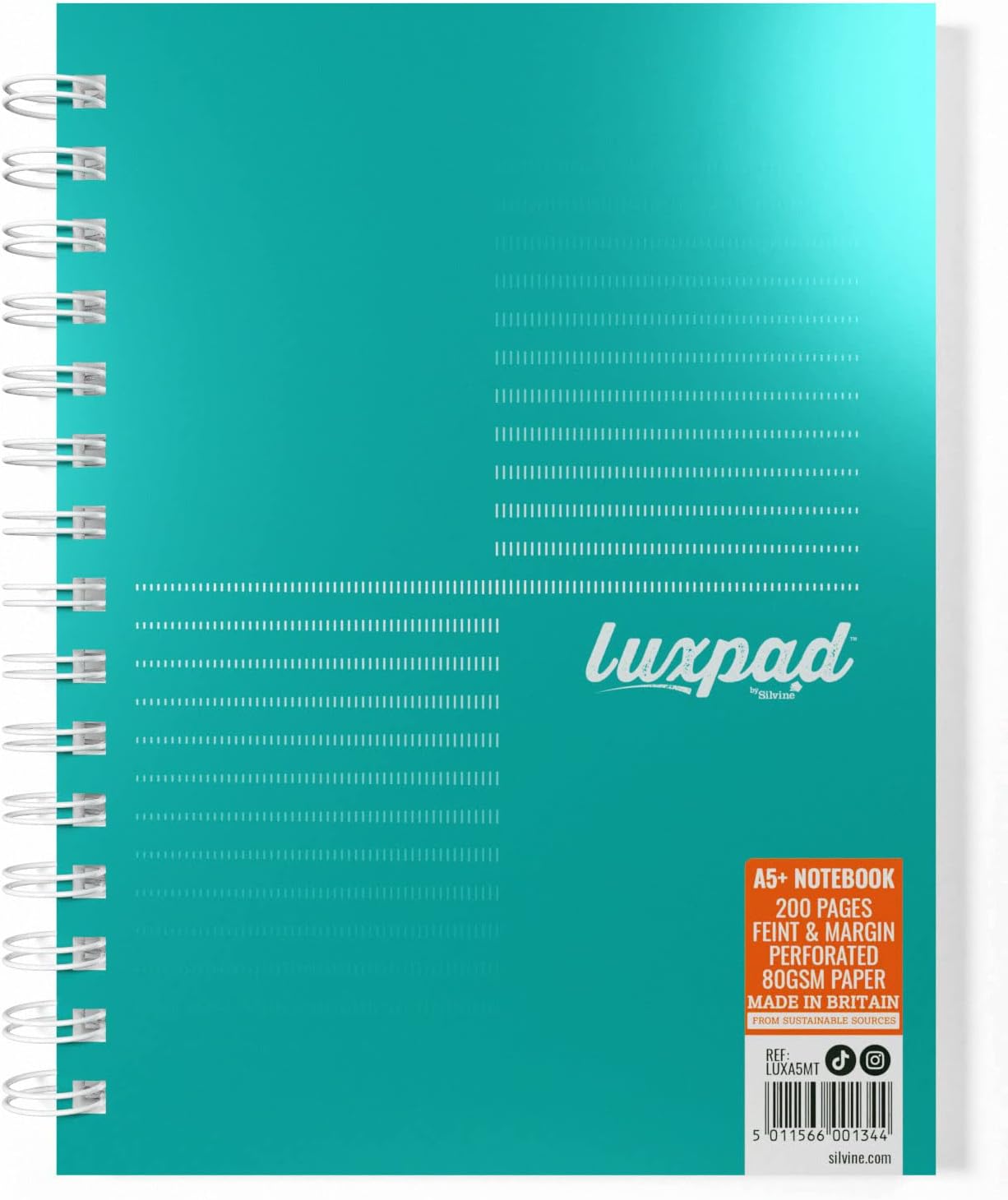 Silvine Luxpad Metallic A5+ FSC Wirebound Notebook - Lined (200 Pages)