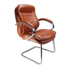 Nautilus Designs Santiago High Back Italian Leather Faced Executive Visitor Chair With Integrated Headrest and Fixed Arms Tan - DPA618AV/TN DD