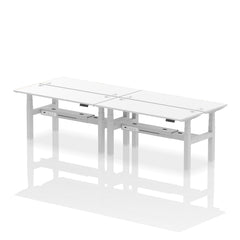 Dynamic Air Back-to-Back W1600 x D600mm Height Adjustable Sit Stand 4 Person Bench Desk With Cable Ports White Finish Silver Frame - HA02246 DD