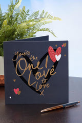 UK Greetings Valentine's Day Card For The One I Love - Golden Font Design
