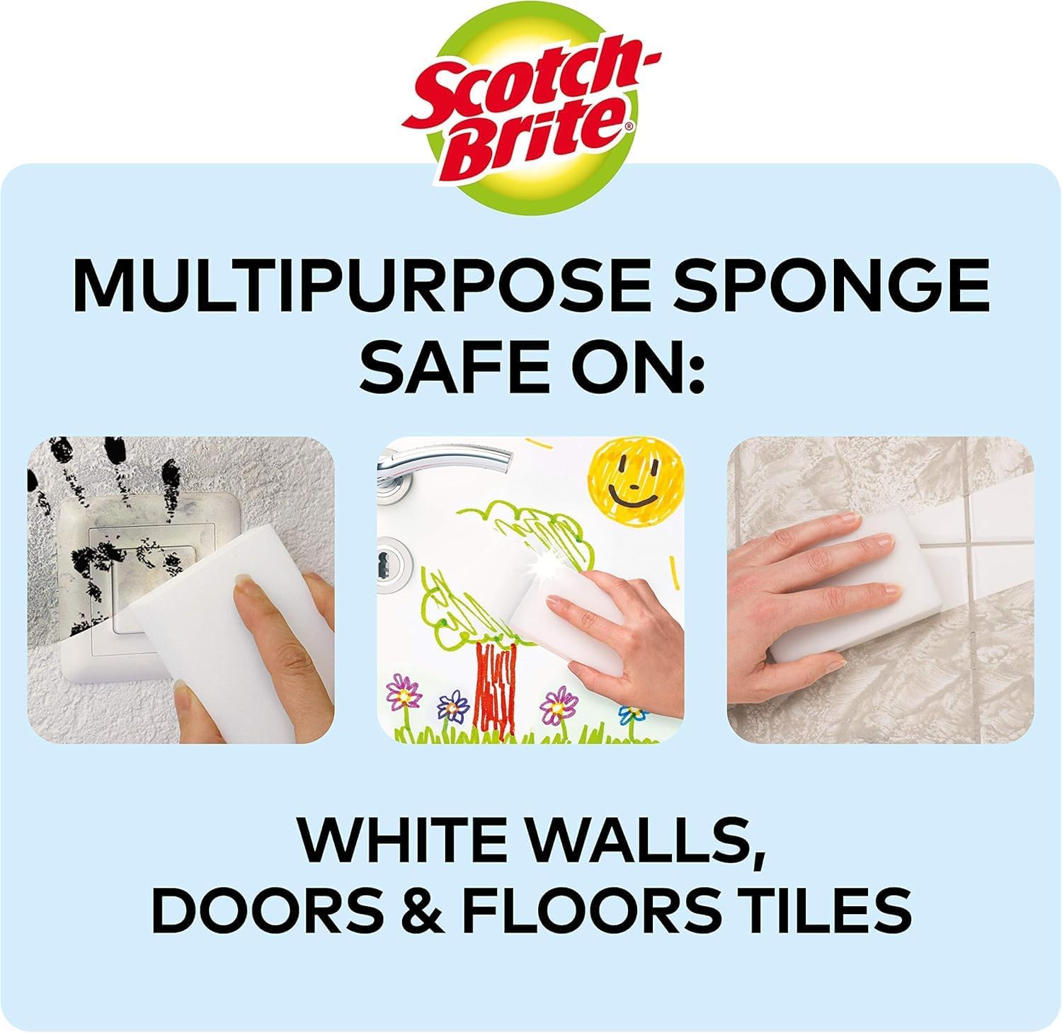 Scotch-Brite Magic Easy Eraser Sponge, 6 Pieces - Removes Variety of Stains and Marks without Chemicals, White