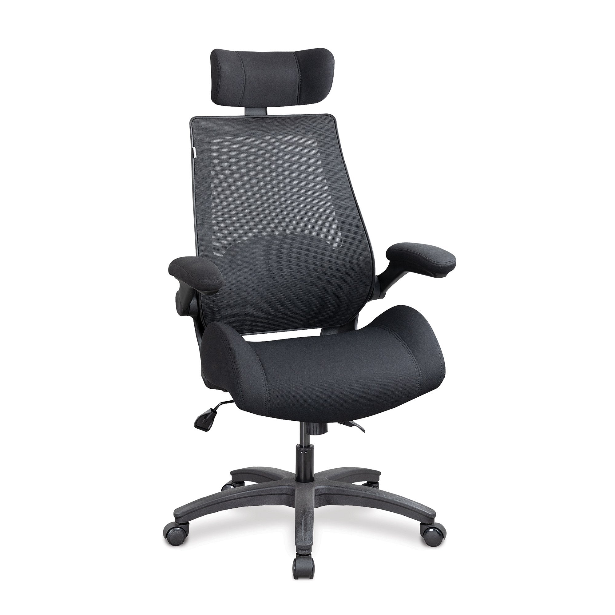 Nautilus Designs Resolute High Back 24 Hour Mesh Task Operator Office Chair With Folding Arms and Optional Headrest Black - BCM/L1305/BK DD