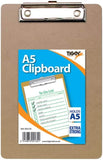 Tiger A5 Masonite Clipboard with metal clip and smooth surface, ideal for note-taking and organization.