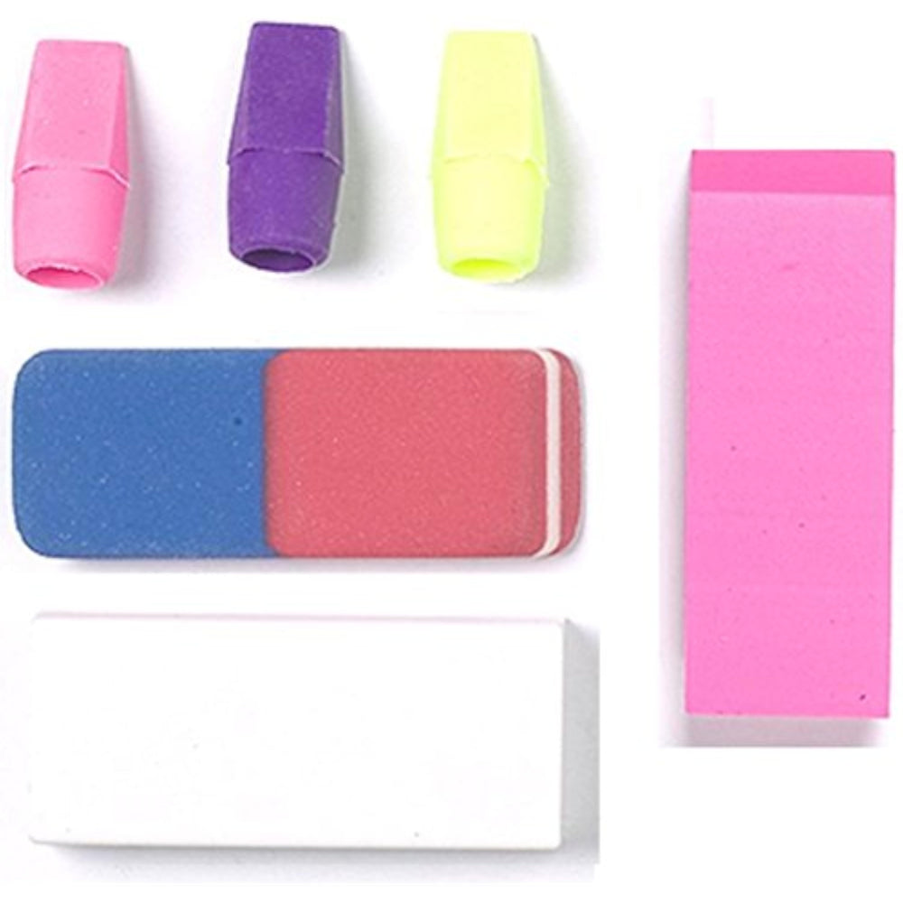 Set of six Tiger Star Buys erasers featuring colorful star shapes, ideal for school and art projects.