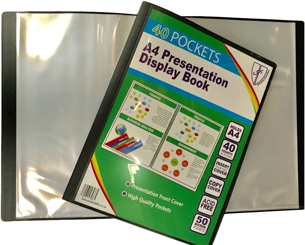 Tiger A4 black 40-pocket presentation display book for filing and storage of documents and papers.