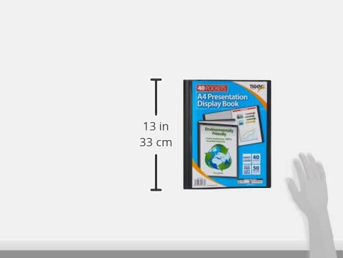 Tiger A4 black 40-pocket presentation display book for filing and storage, with clear plastic sleeves for documents.
