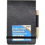 Tiger police style elasticated notebook with law enforcement-themed cover, featuring a sturdy elastic band for secure closure.