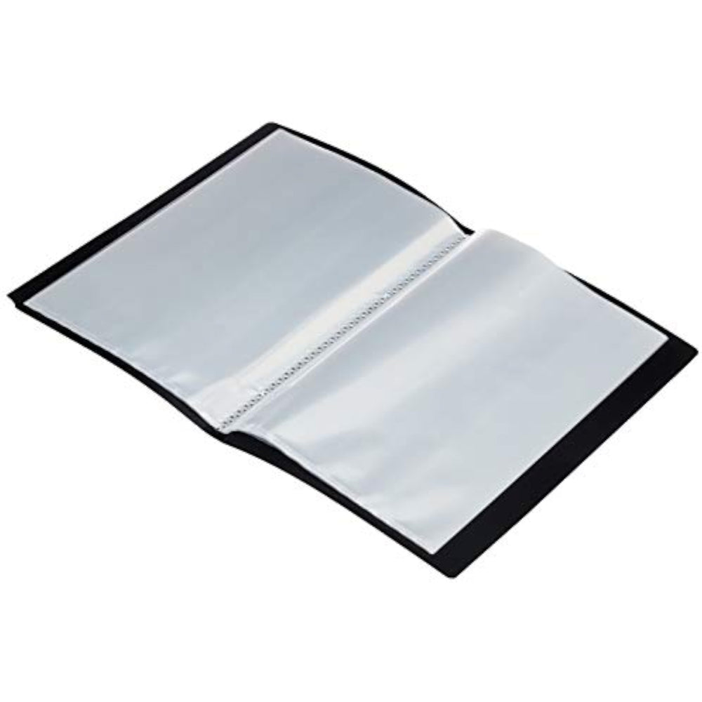 Tiger A5 20-pocket presentation display book showing clear plastic pockets for organizing documents in an office setting.