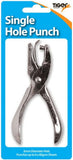 Tiger metal single hole punch with a sturdy handle and metal construction, designed for precise single-hole punching.