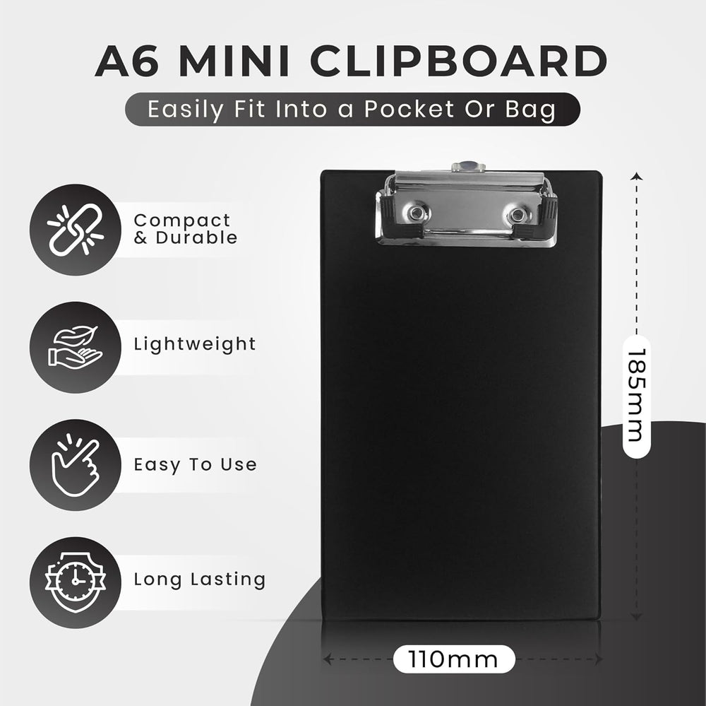 Tiger A6 Small Mini Clipboard from Tiger stationery supplies, featuring a compact design with a metal clip for holding papers.