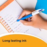 BIC 4 Colours Original Pens, Multi Coloured Pens All In One, Biro Pens, Medium 1.0mm, Green, Blue, Red, Black, 3 Pens Per Pack, 1 Pack