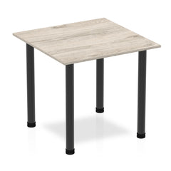 Dynamic Impulse 800mm Square Table Grey Oak Top Black Post Leg BF00397 DD