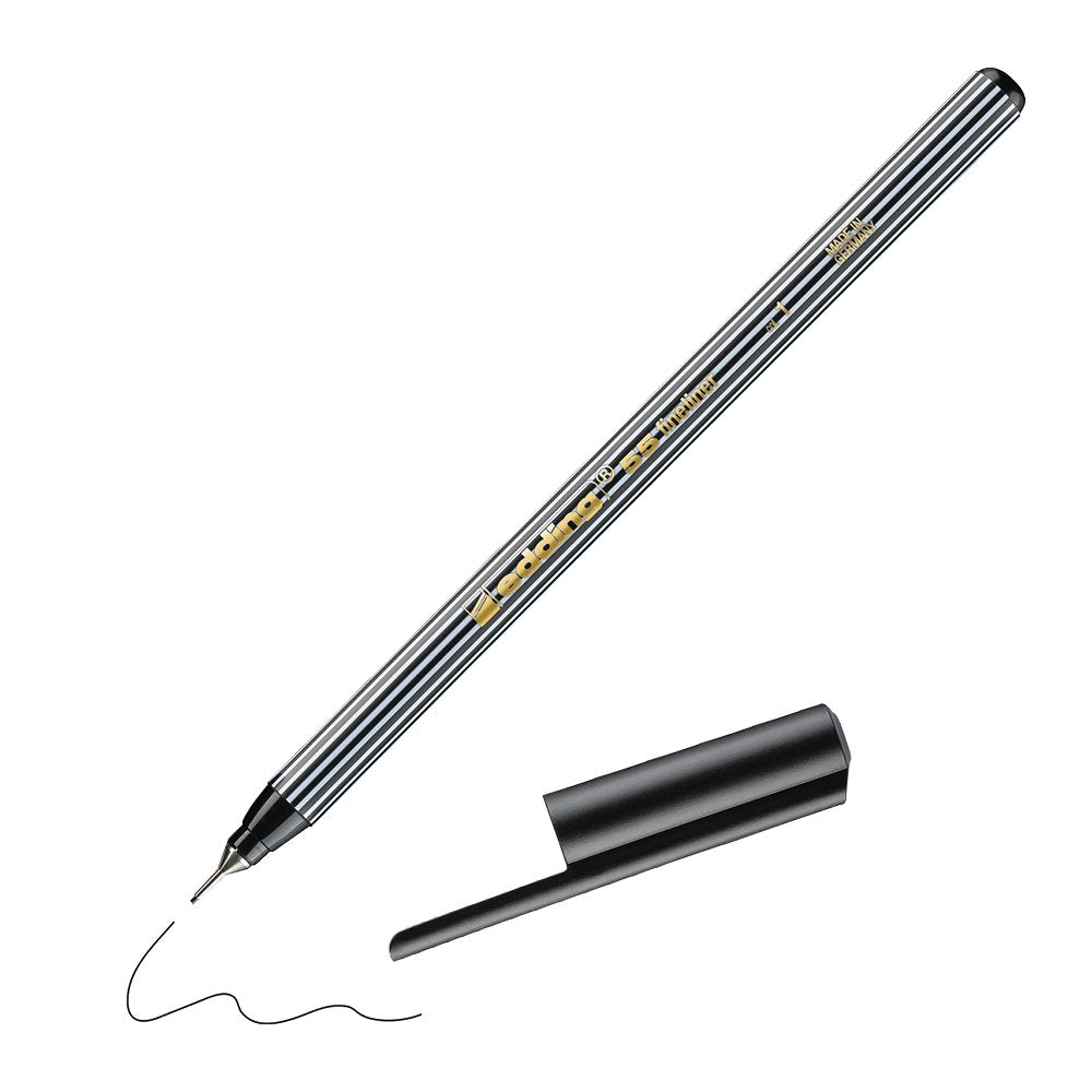 edding 55 Fineliner Pen 0.3mm Line Black (Pack 10) - 4-55001