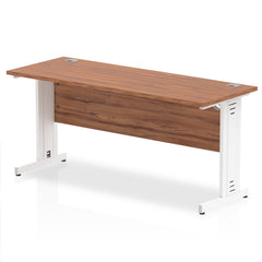 Impulse 1600 x 600mm Straight Desk Walnut Top White Cable Managed Leg MI002007 DD