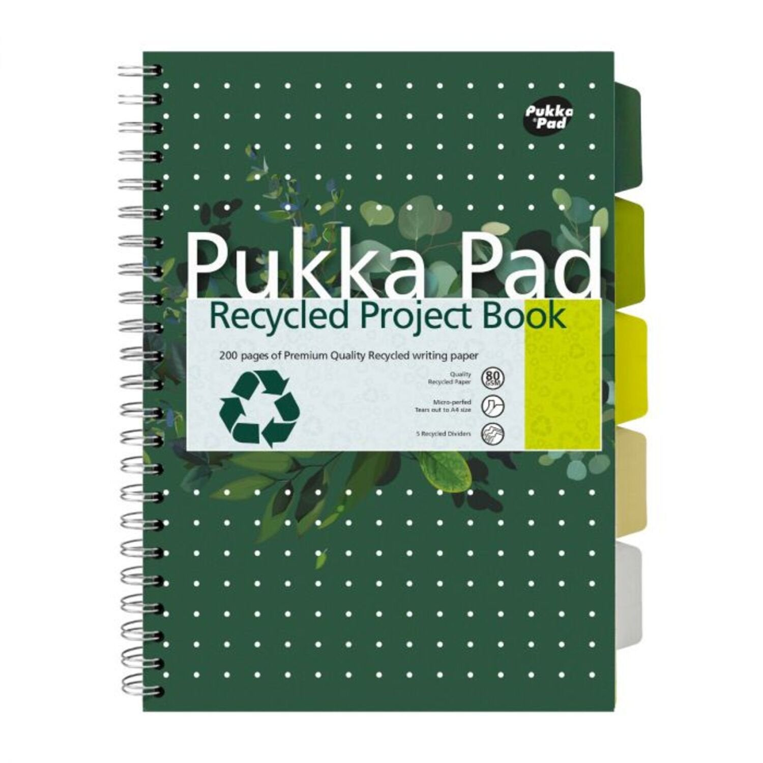 Pukka Pad Recycled Project Book A4 Wirebound 200 Pages Recycled Card Cover (Pack 3) 6050-REC