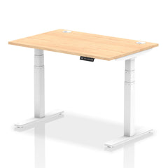 Dynamic Air 1200 x 800mm Height Adjustable Desk Maple Top Cable Ports White Leg HA01113 DD